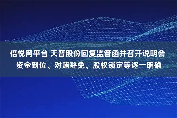 倍悦网平台 天普股份回复监管函并召开说明会 资金到位、对赌豁免、股权锁定等逐一明确