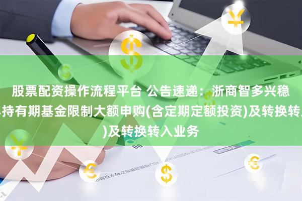 股票配资操作流程平台 公告速递:浙商智多兴稳健一年持有期基金限制大额申购(含定期定额投资)及转换转入业务